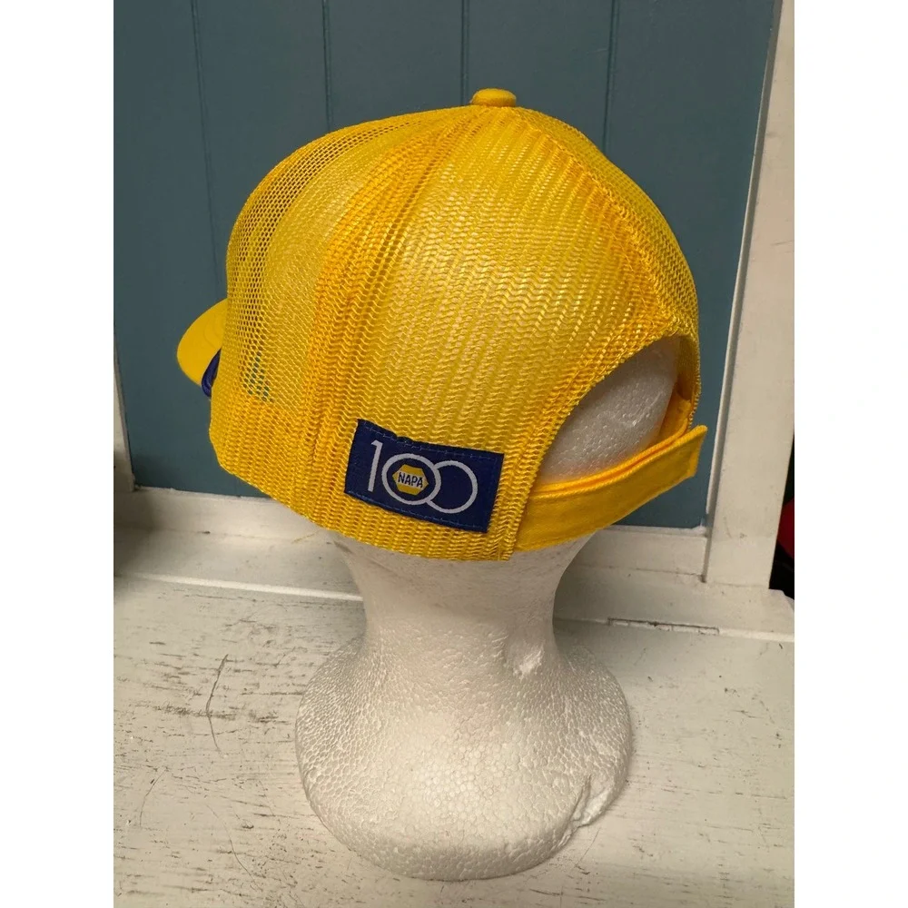 NAPA Auto Parts 100th Anniversary Trucker Hat Yellow Mesh Back Adjustable Cap